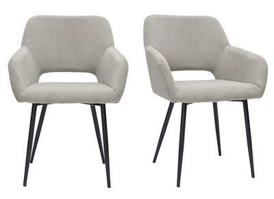 Sedie in tessuto velluto a coste color talpa e metallo nero (set di 2) LAURETTE