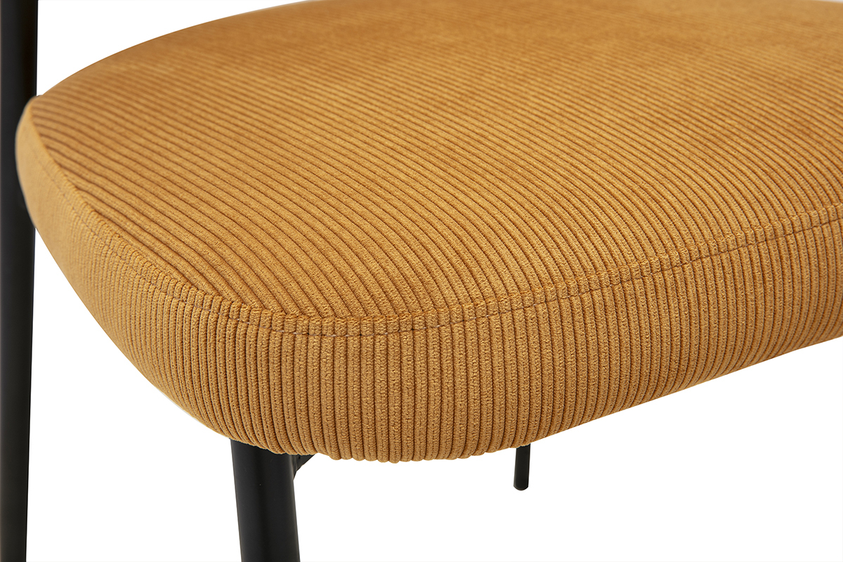 Sedie in tessuto velluto a coste giallo curry e metallo nero (set di 2) BREKA