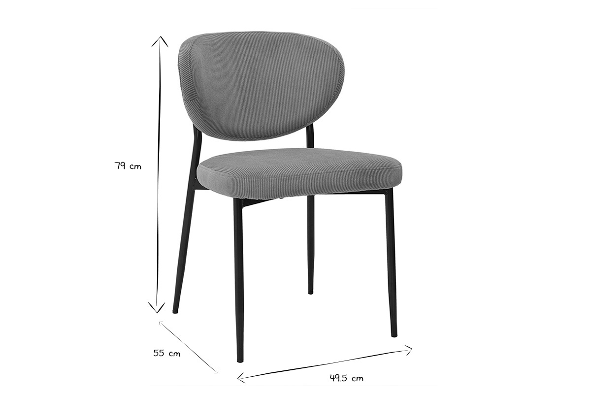 Sedie in tessuto velluto a coste giallo curry e metallo nero (set di 2) BREKA