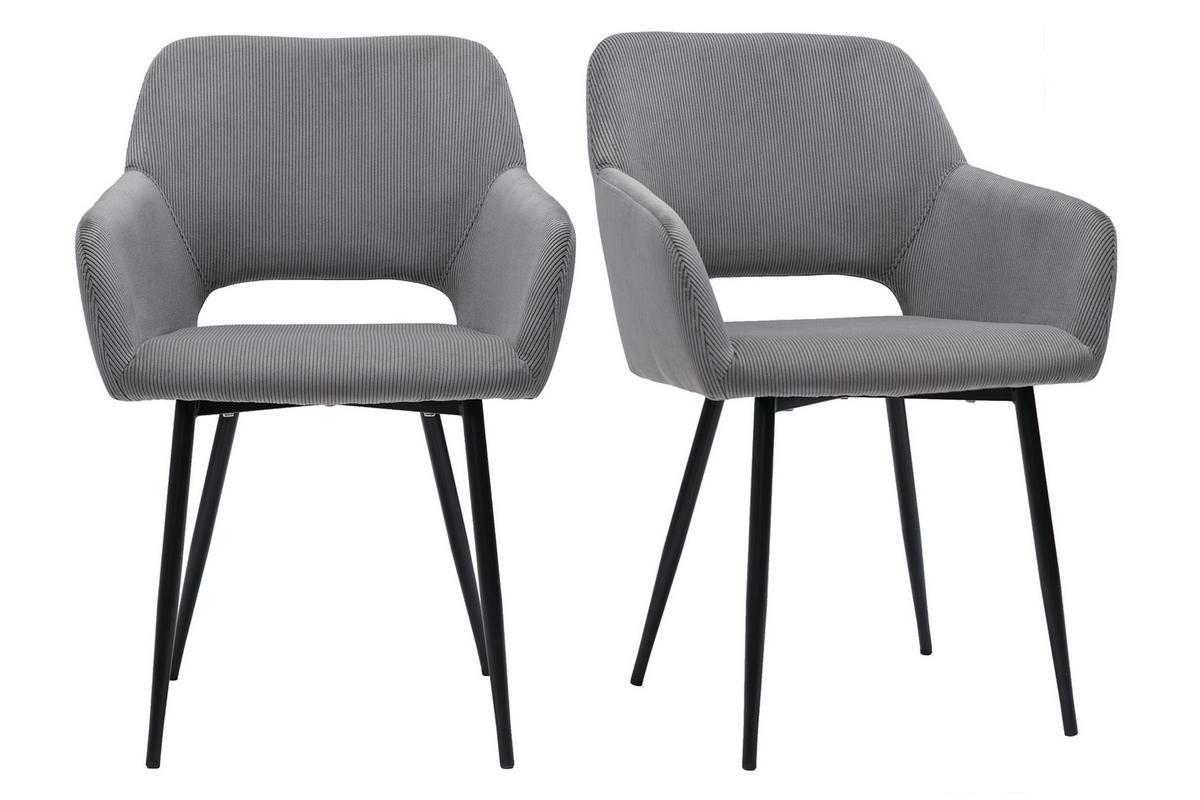 Sedie in tessuto velluto a coste grigio (set di 2) LAURETTE