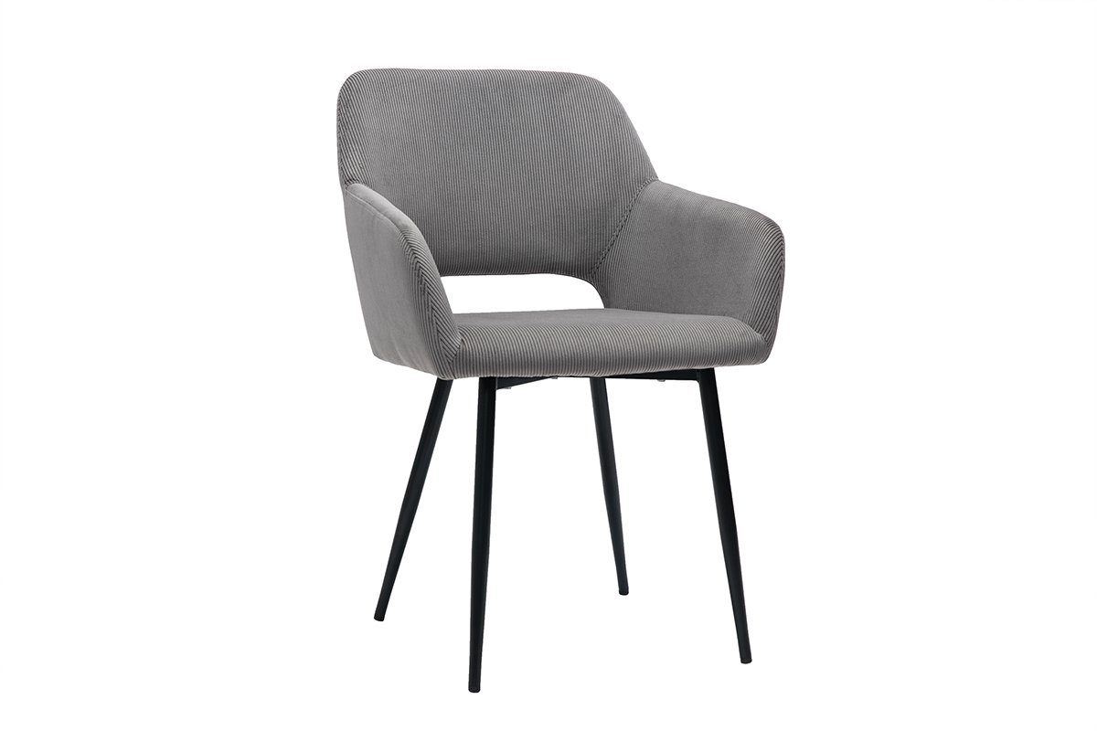 Sedie in tessuto velluto a coste grigio (set di 2) LAURETTE