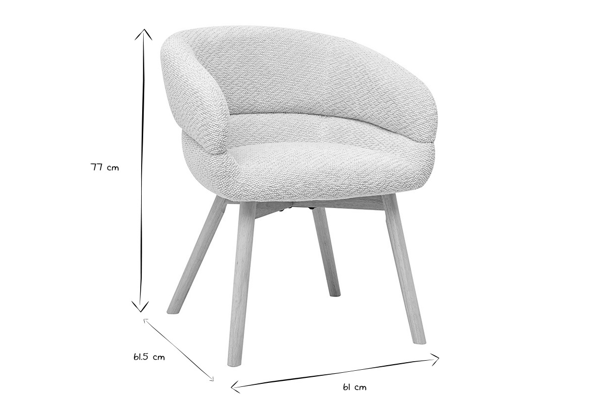 Dimensioni della sedia TIGGY in nero e bianco: altezza 77 cm, larghezza 61 cm, profondit� 61,5 cm.