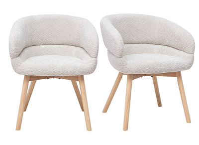 Sedie in tessuto velluto chenille beige e legno chiaro (lotto da 2) TIGGY