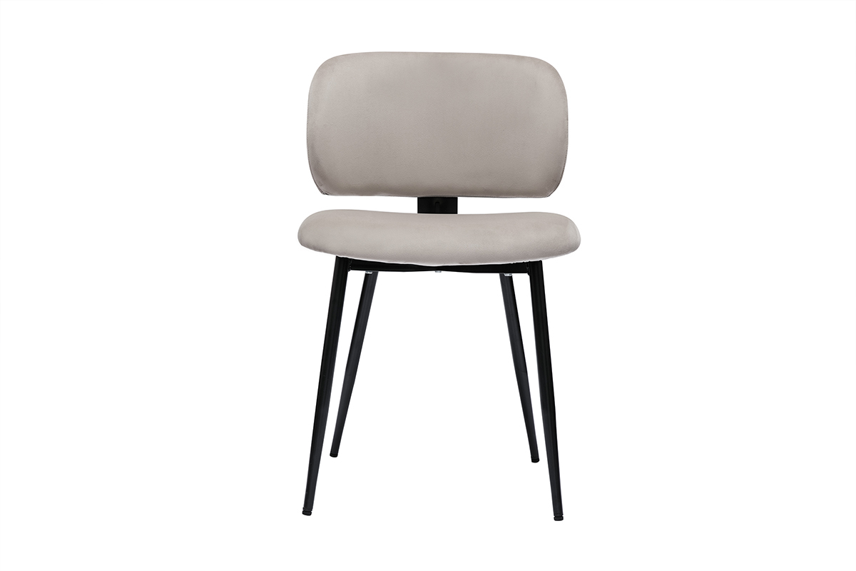 Sedie in tessuto velluto color talpa e metallo nero (set di 2) ATRIUM