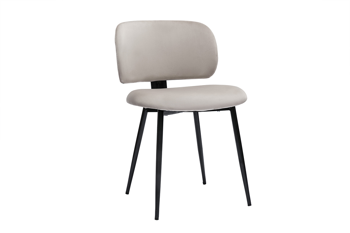 Sedie in tessuto velluto color talpa e metallo nero (set di 2) ATRIUM