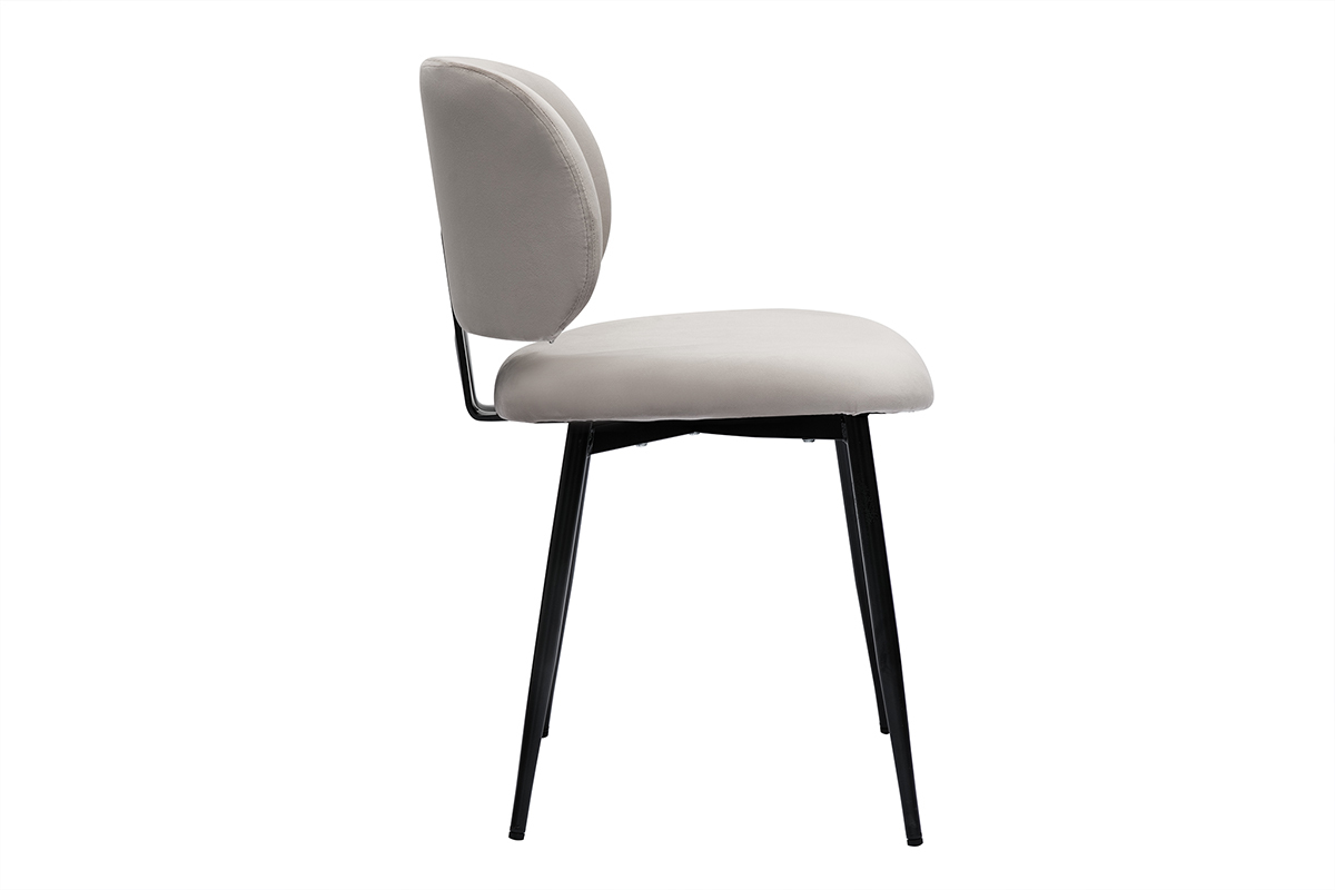 Sedie in tessuto velluto color talpa e metallo nero (set di 2) ATRIUM