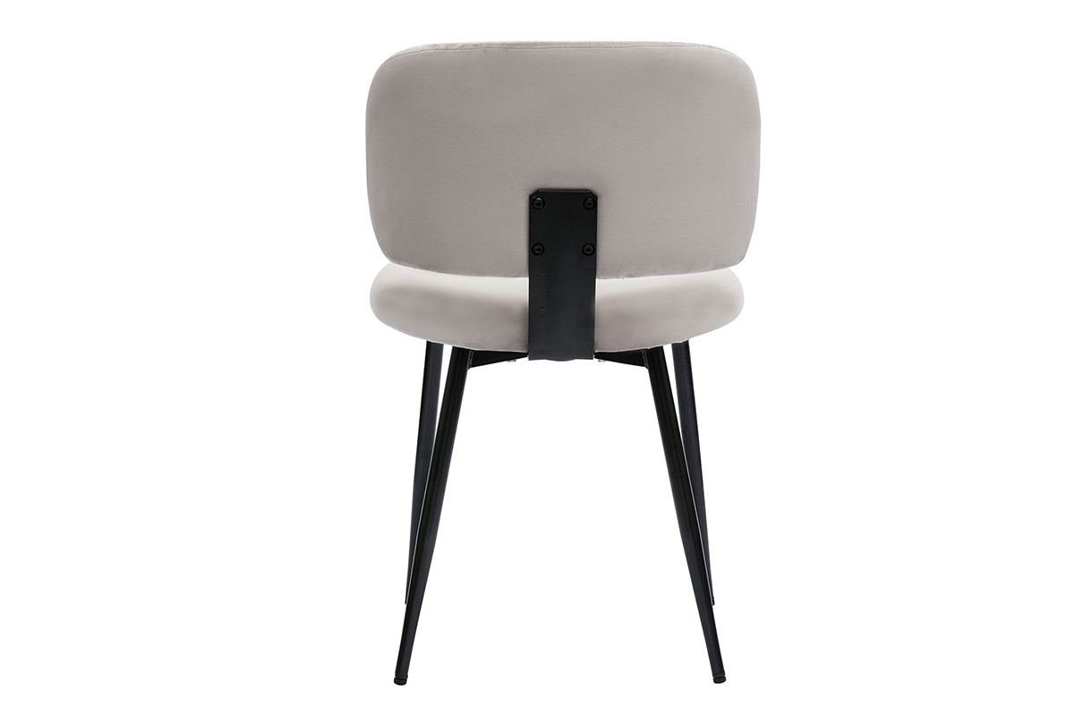 Sedie in tessuto velluto color talpa e metallo nero (set di 2) ATRIUM