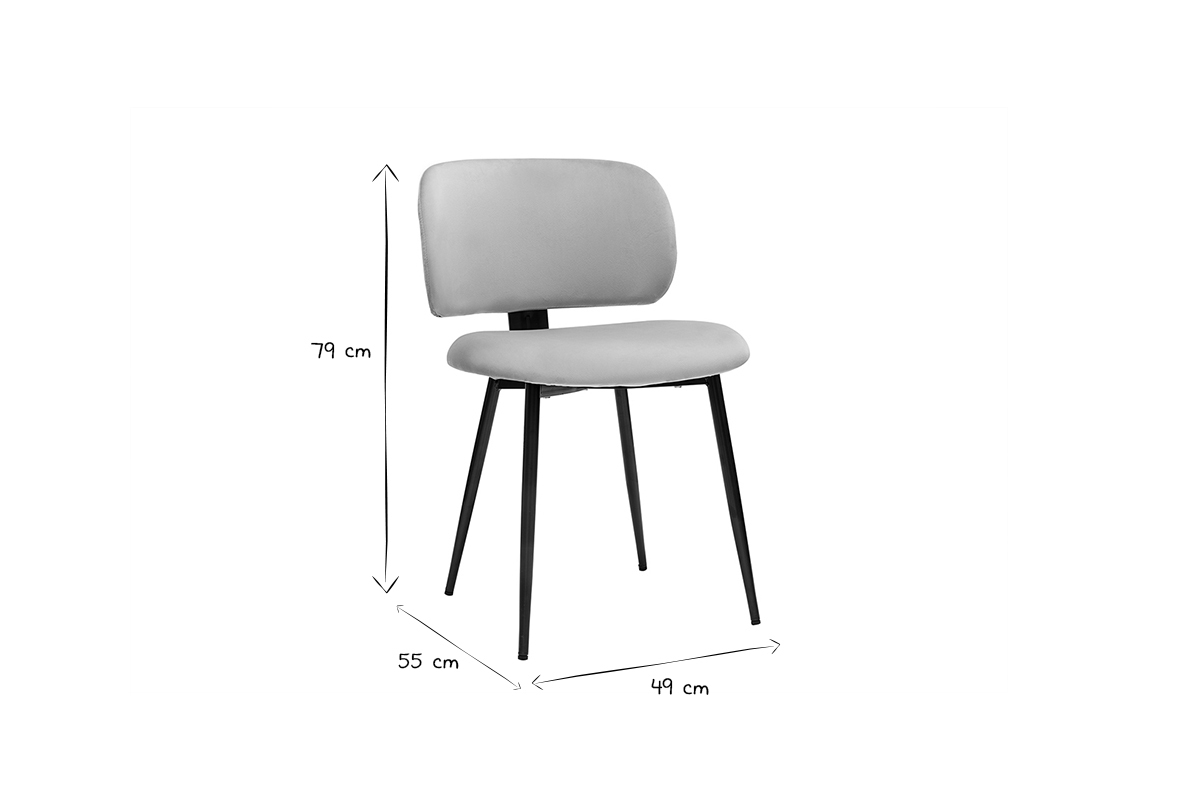 Sedie in tessuto velluto color talpa e metallo nero (set di 2) ATRIUM