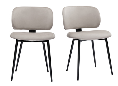 Sedie in tessuto velluto color talpa e metallo nero (set di 2) ATRIUM
