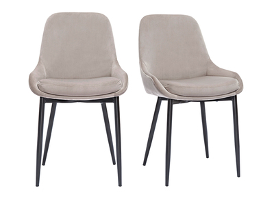 Sedie in tessuto velluto color talpa e metallo nero (set di 2) HOLO