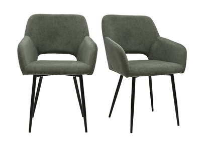 Sedie in velluto a coste cachi e metallo nero (set di 2) LAURETTE