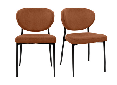 Sedie in velluto a coste color terra bruciata e metallo nero (set di 2) BREKA