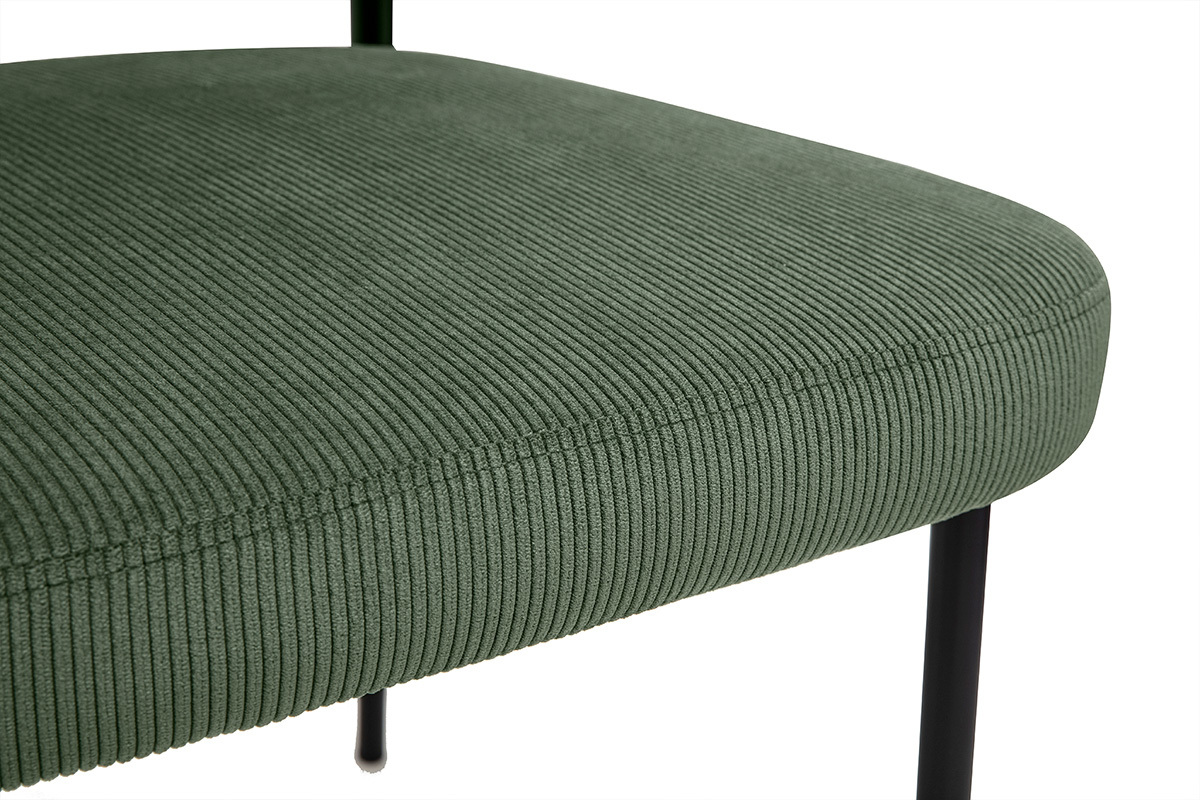 Sedie in velluto a coste verde kaki e metallo nero (set di 2) BREKA