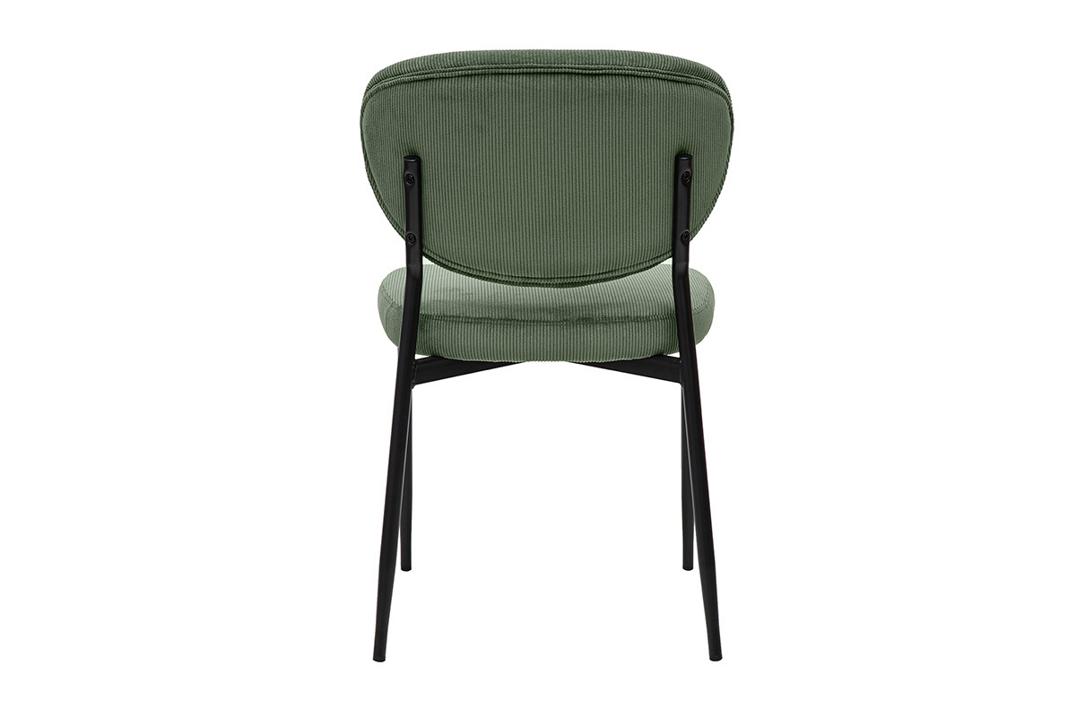 Sedie in velluto a coste verde kaki e metallo nero (set di 2) BREKA