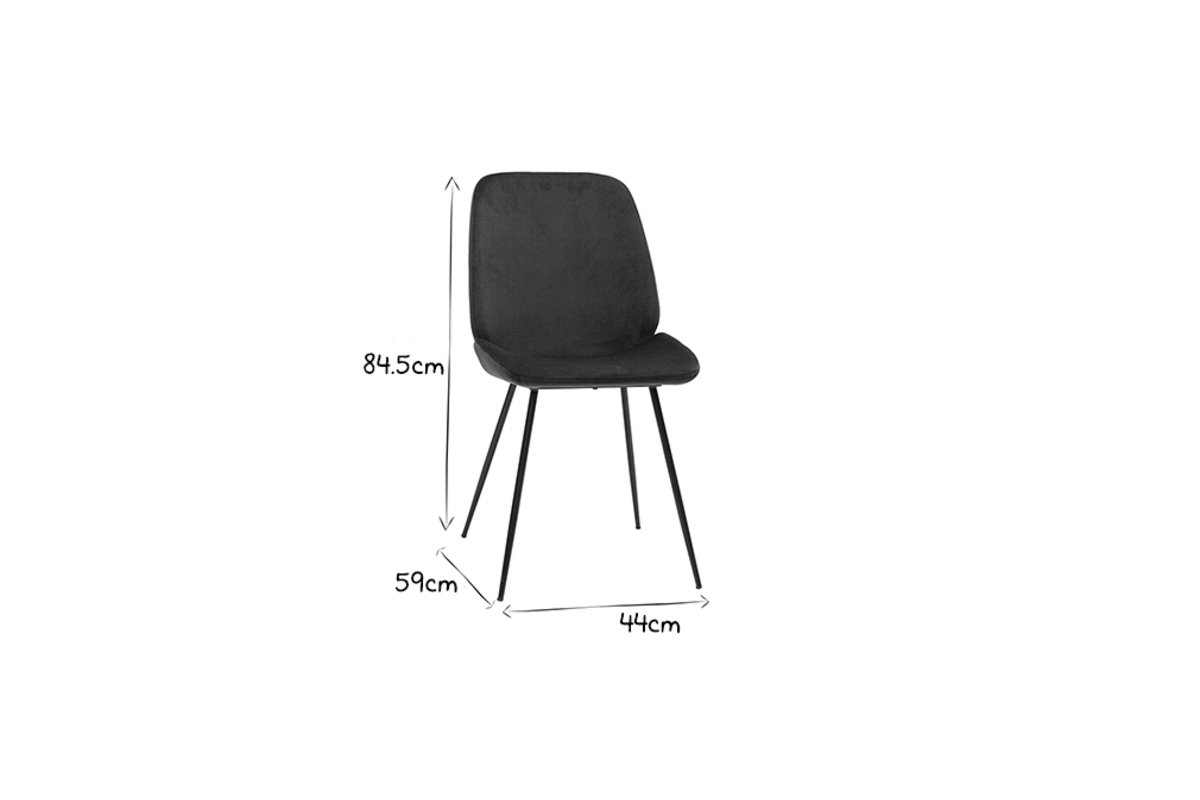 Sedie in velluto blu petrolio e base metallo nero (set di 2) KAOLY