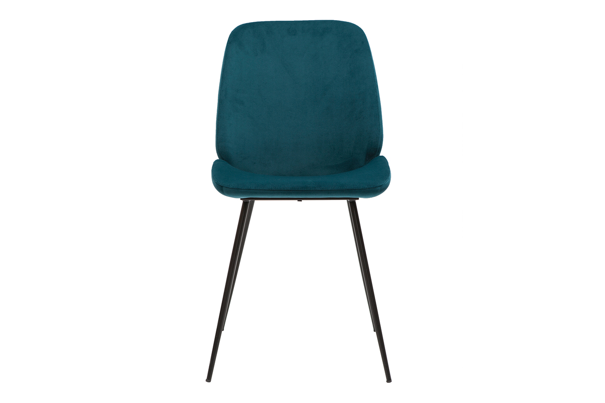 Sedie in velluto blu petrolio e base metallo nero (set di 2) KAOLY