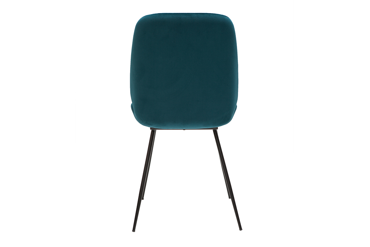 Sedie in velluto blu petrolio e base metallo nero (set di 2) KAOLY