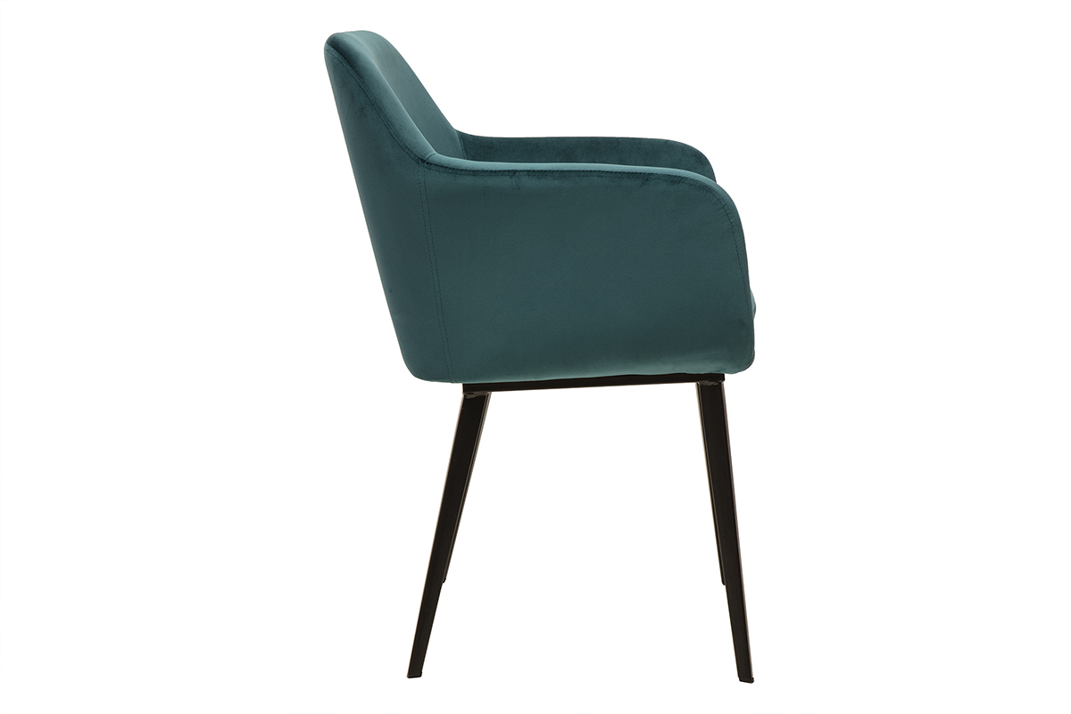 Sedie in velluto blu petrolio e metallo nero (set di 2) AMIKA