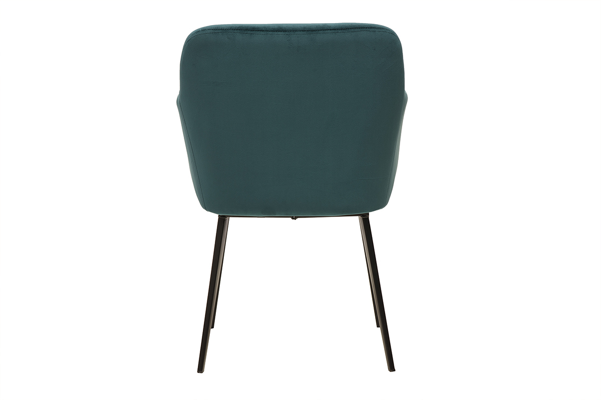 Sedie in velluto blu petrolio e metallo nero (set di 2) AMIKA