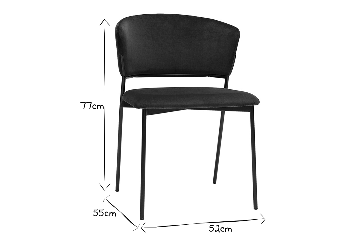Sedie in velluto blu petrolio e metallo nero (set di 2) FELIZ