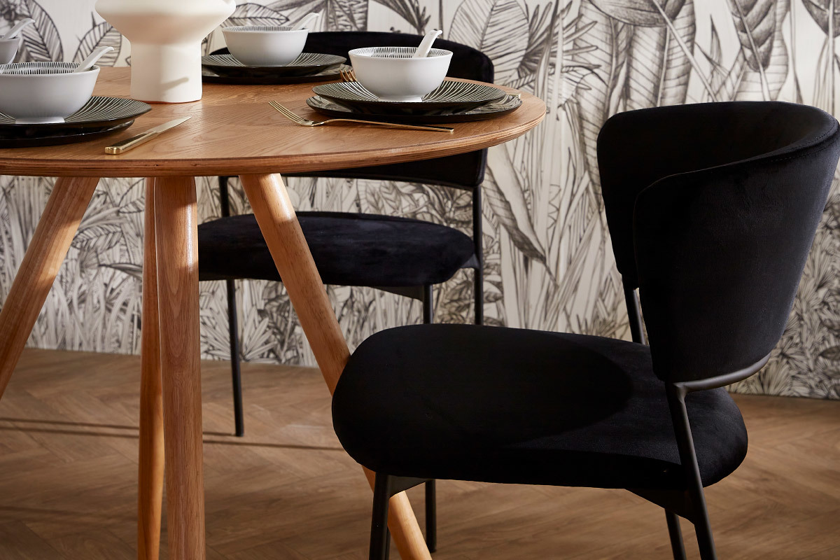 Sedie in velluto blu petrolio e metallo nero (set di 2) FELIZ