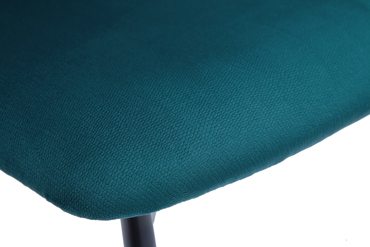 Sedie in velluto blu petrolio e metallo nero (set di 2) FELIZ