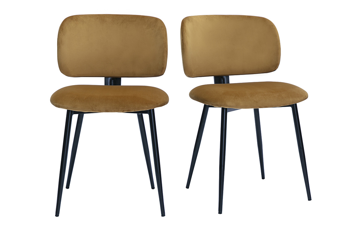 Sedie in velluto bronzo e metallo nero (set di 2) ATRIUM