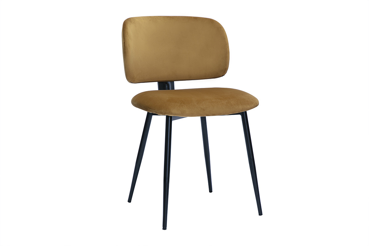 Sedie in velluto bronzo e metallo nero (set di 2) ATRIUM