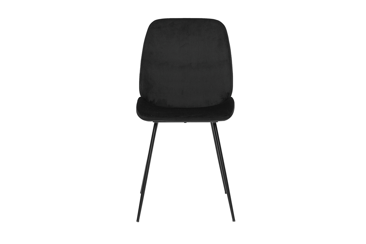 Sedie in velluto nero e base metallo nero (set di 2) KAOLY