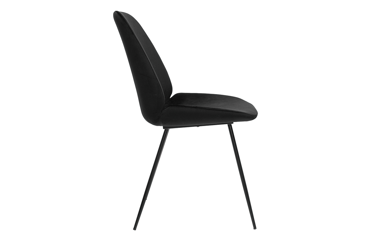 Sedie in velluto nero e base metallo nero (set di 2) KAOLY