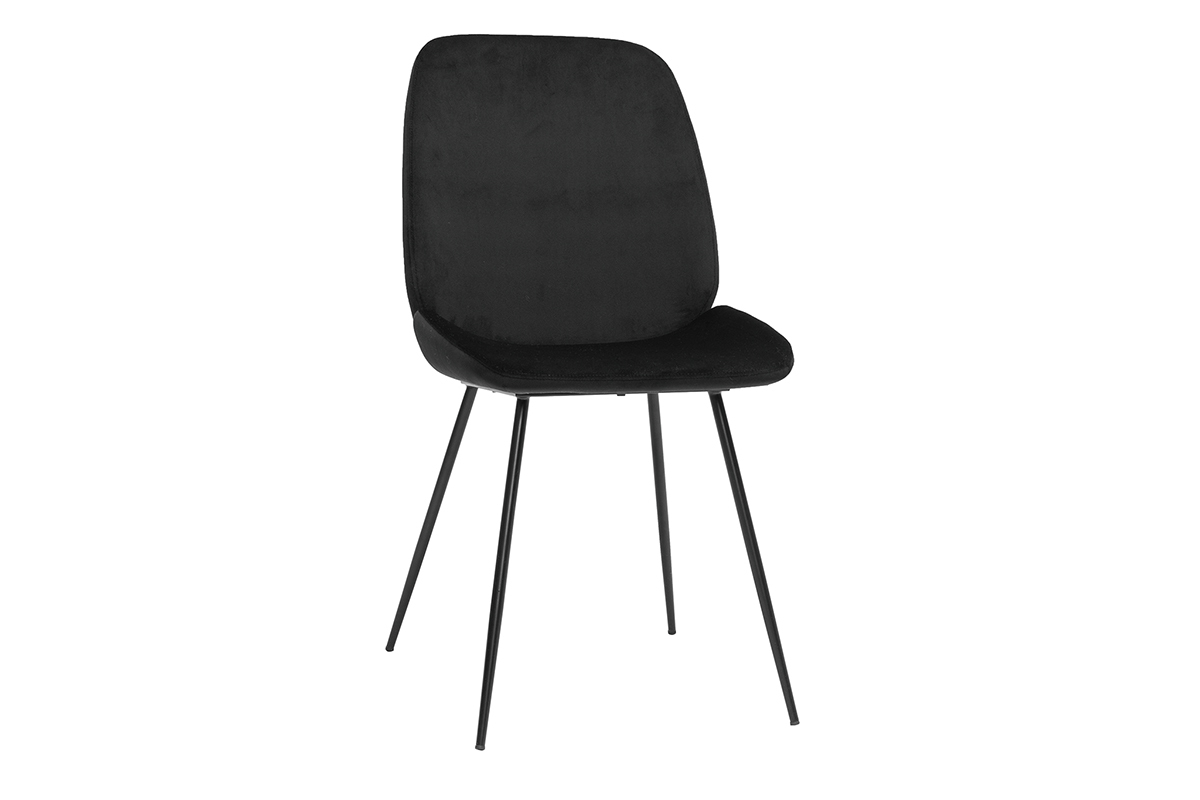 Sedie in velluto nero e base metallo nero (set di 2) KAOLY