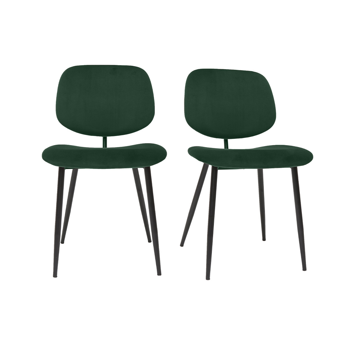 Sedie in velluto verde e metallo nero (set di 2) TOBIAS