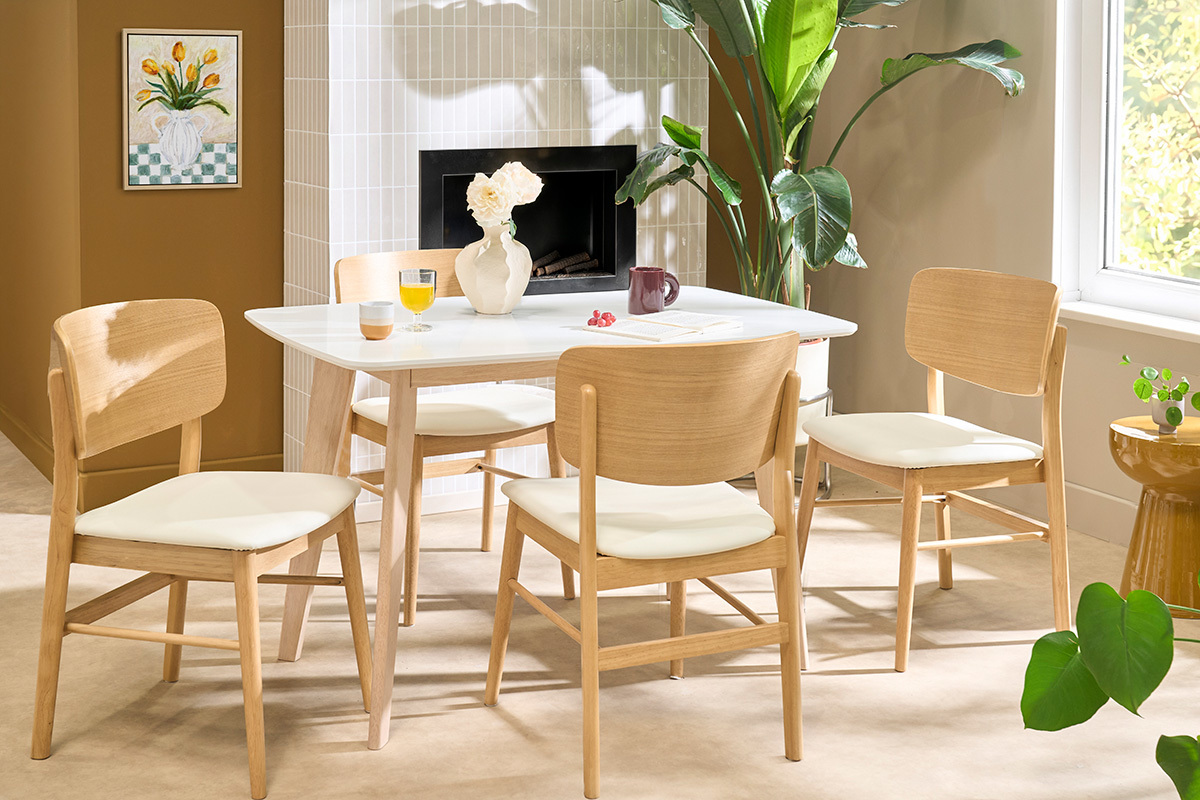 Sedie legno chiaro e bianco (set di 2) SHELDON