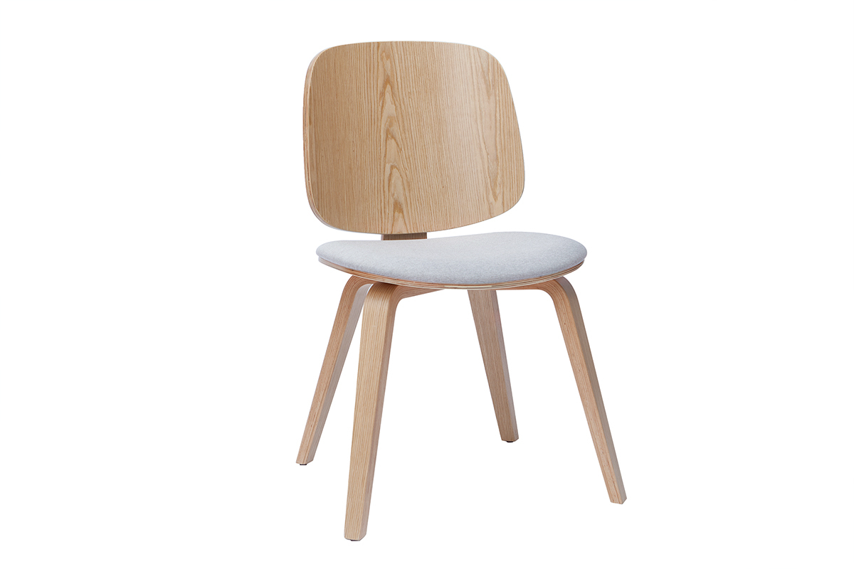 Sedie legno chiaro e tessuto grigio chiaro (set di 2) BECK