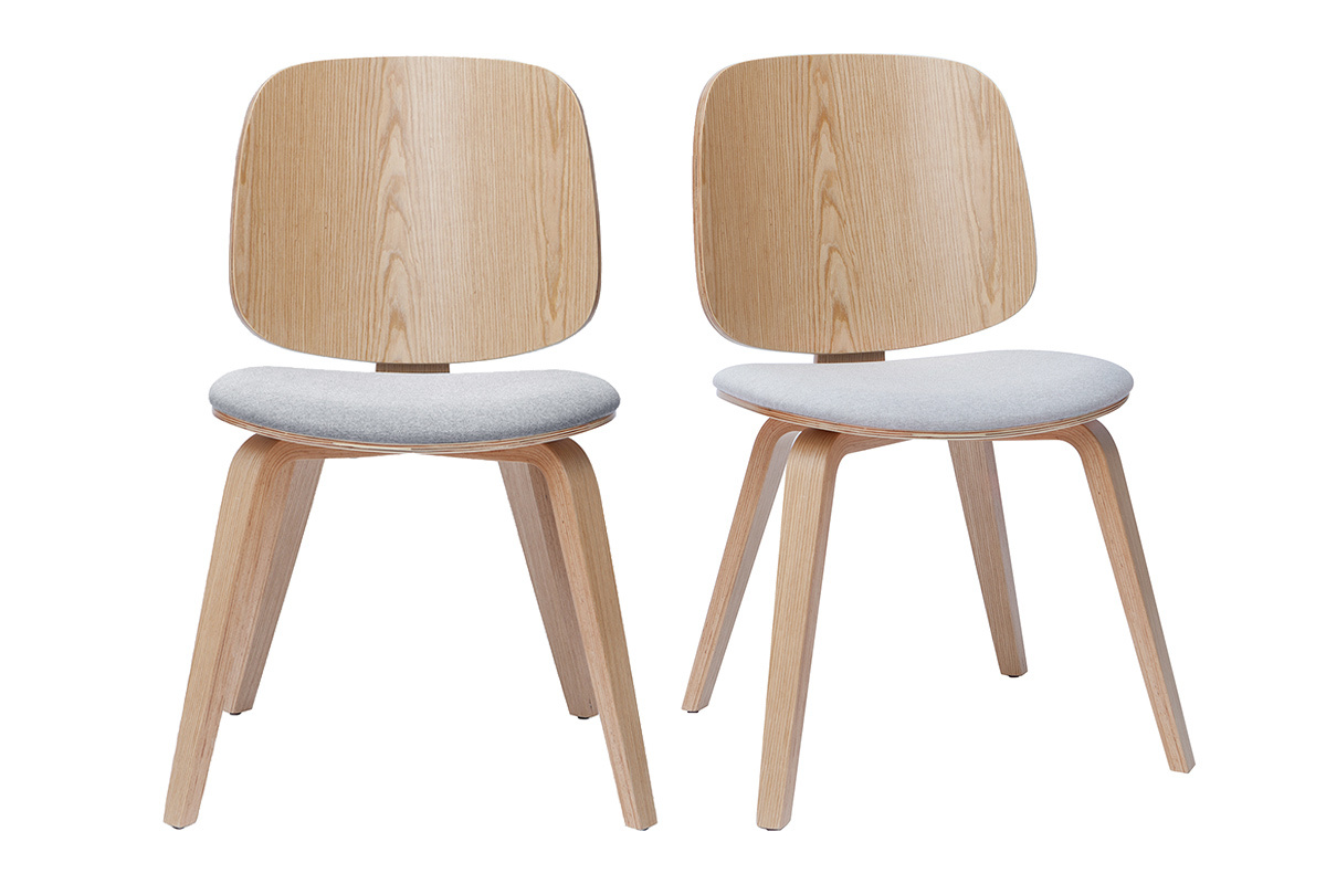 Sedie legno chiaro e tessuto grigio chiaro (set di 2) BECK