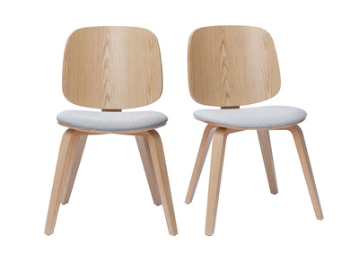 Sedie legno chiaro e tessuto grigio chiaro (set di 2) BECK