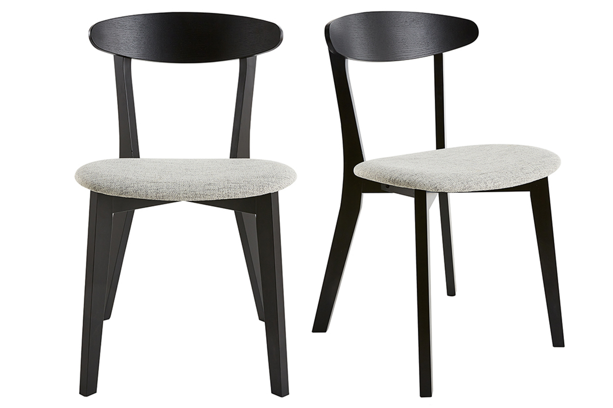Sedie legno nero e tessuto grigio chiaro (set di 2) APRIL