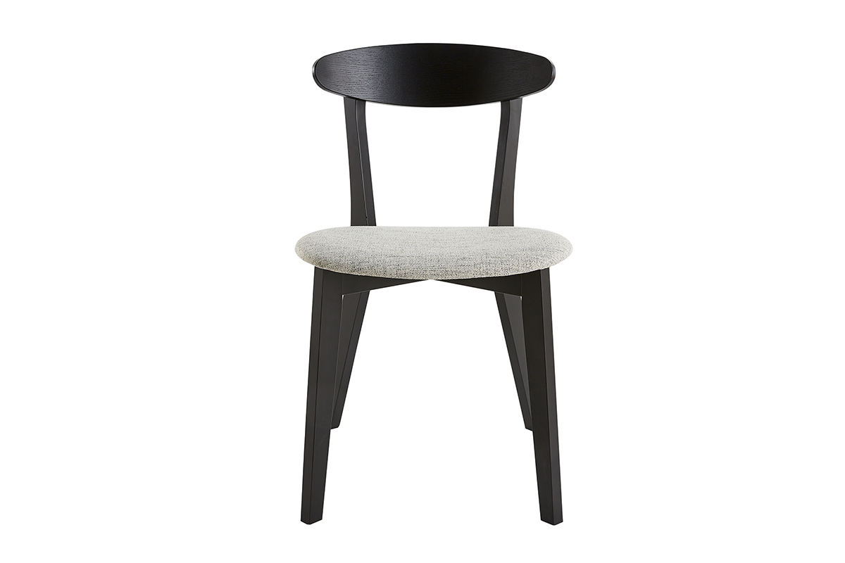 Sedie legno nero e tessuto grigio chiaro (set di 2) APRIL