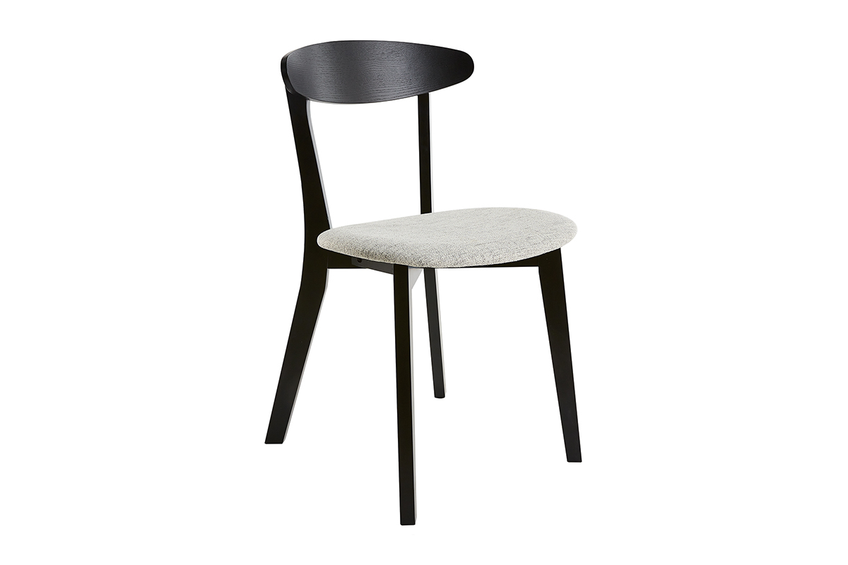 Sedie legno nero e tessuto grigio chiaro (set di 2) APRIL