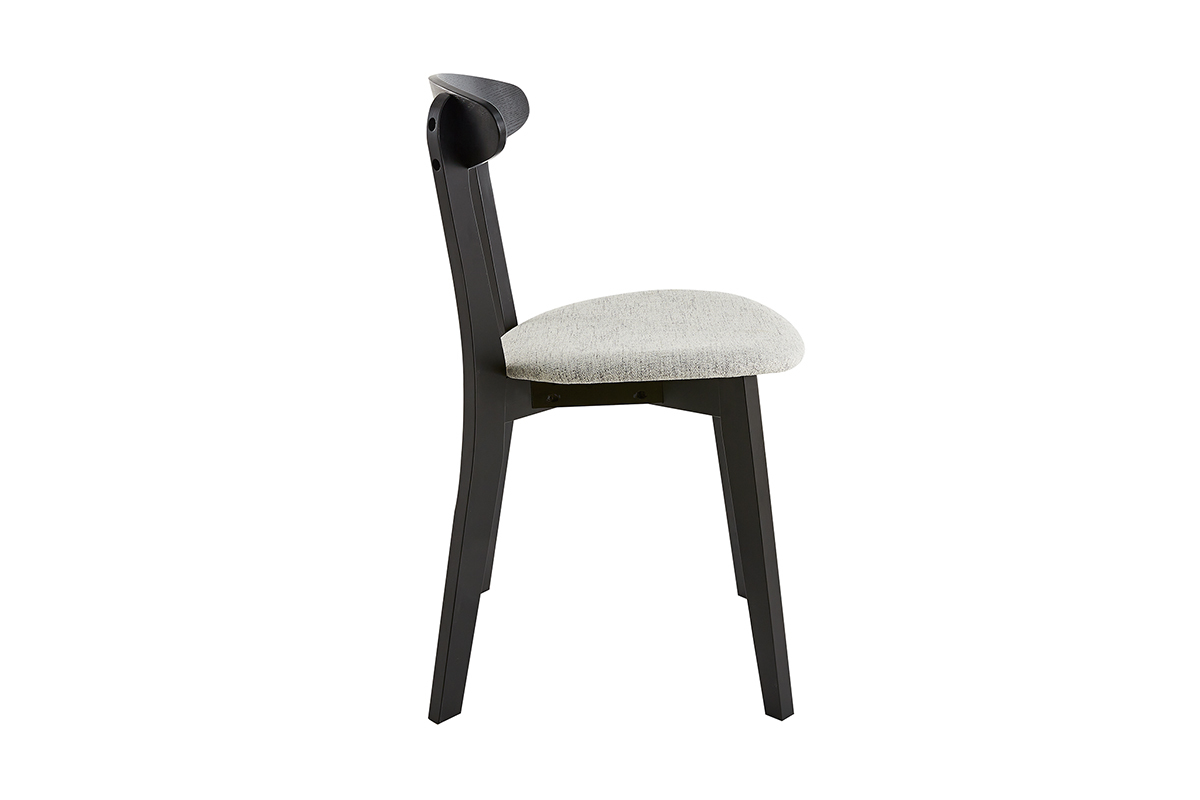 Sedie legno nero e tessuto grigio chiaro (set di 2) APRIL