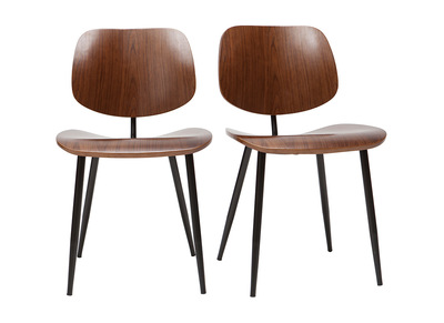 Sedie legno scuro e metallo nero (set di 2) TOBIAS