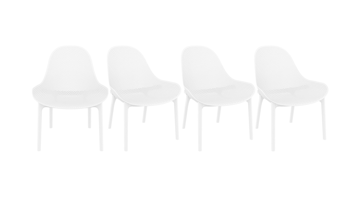 Sedie lunghe impilabili bianche interno / esterno (gruppo di 4) OSKOL
