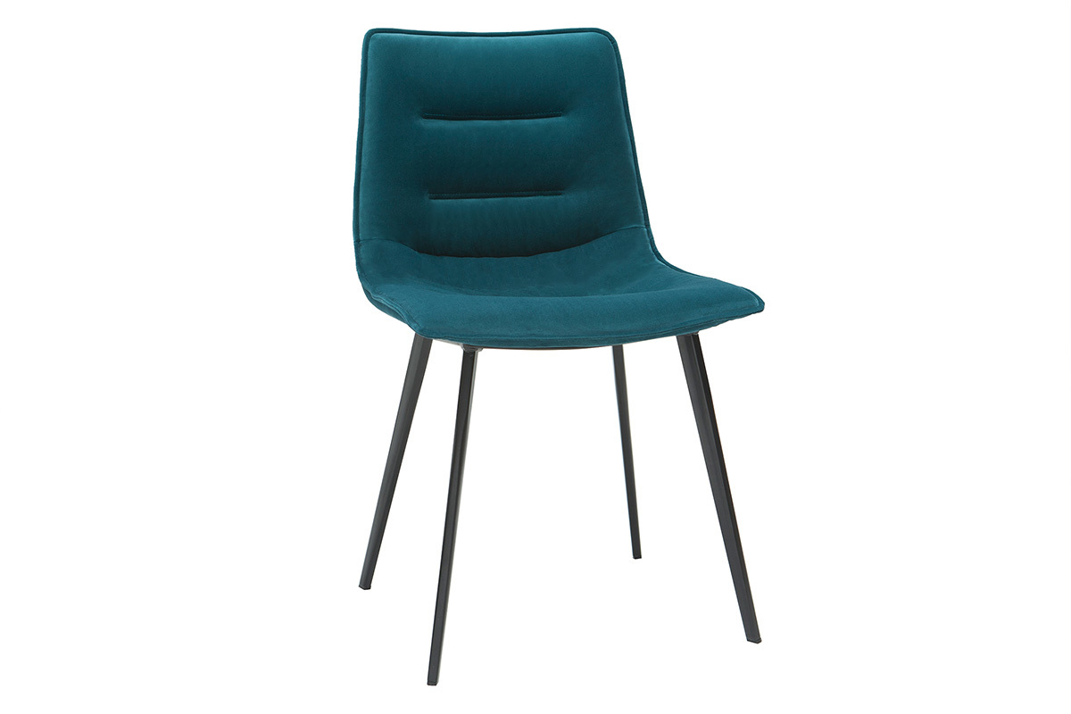 Sedie moderne in tessuto effetto velluto blu petrolio (set di 2) PARKER