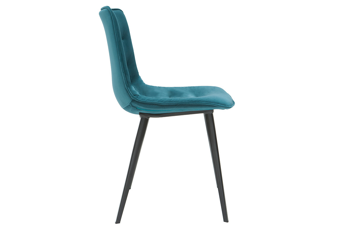 Sedie moderne in tessuto effetto velluto blu petrolio (set di 2) PARKER