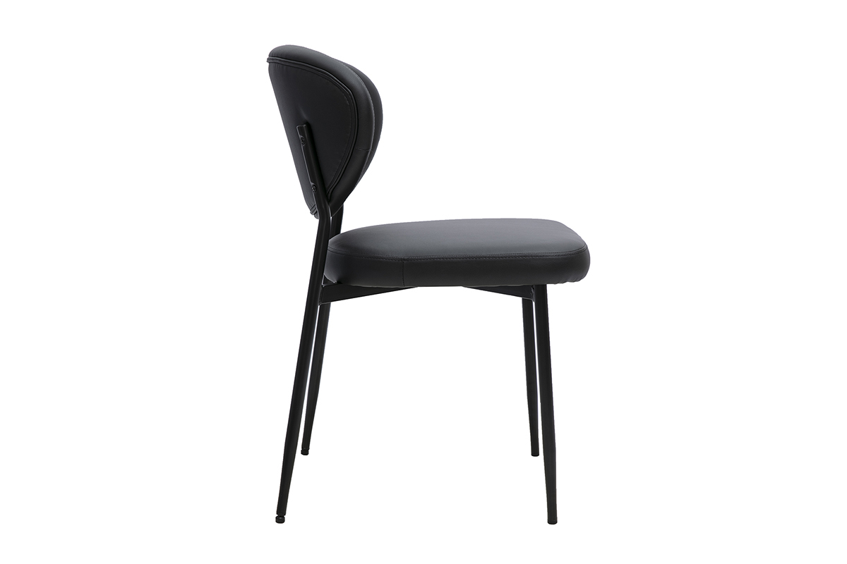 Sedia nera BREKA vista di profilo, con seduta in poliuretano e base in metallo nero.