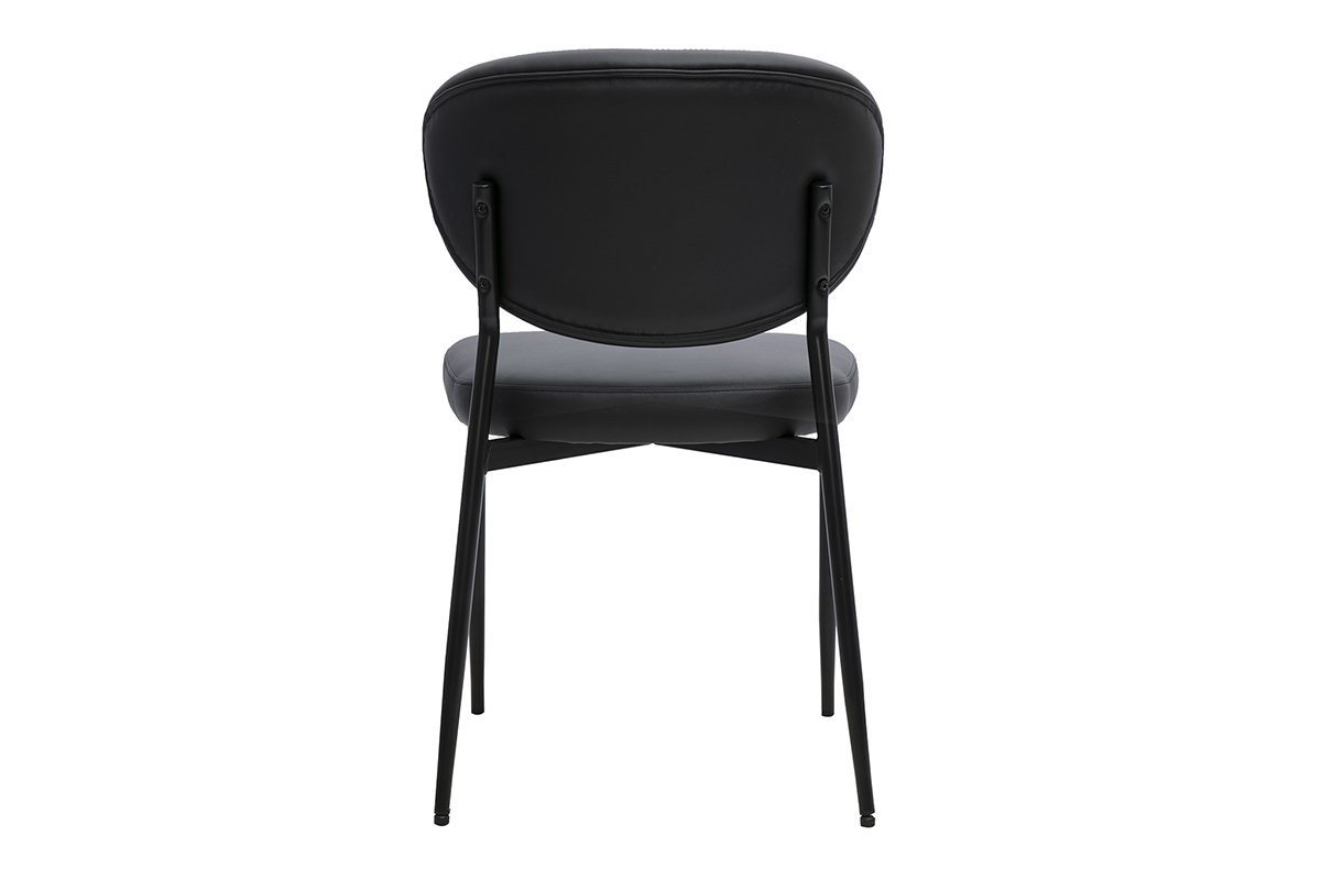 Sedia BREKA nera in poliuretano, vista posteriore con base in metallo nero.
