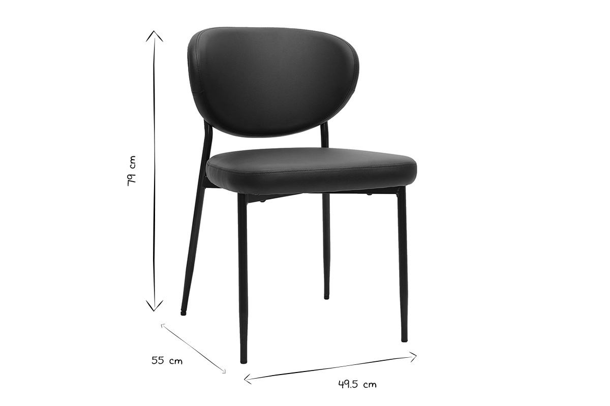 Dimensioni della sedia BREKA in nero e bianco: L49,5 x P55 x H79 cm