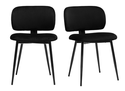Sedie nere in tessuto velluto nero e metallo (set di 2) ATRIUM