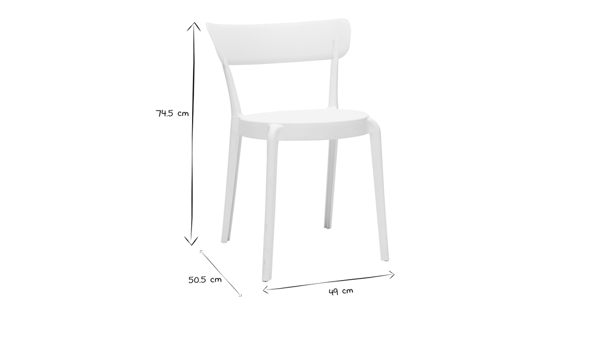 Sedie plastica bianca impilabili interno/esterno (set di 2) RIOS