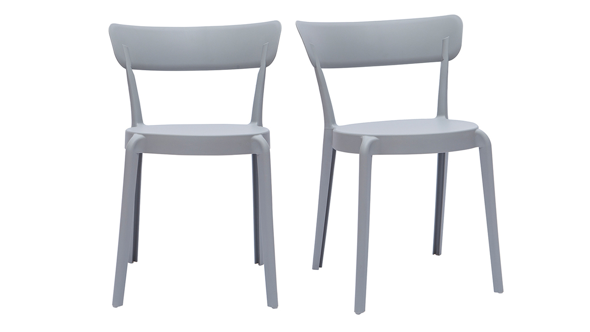 Sedie plastica grigia impilabili interno/esterno (set di 2) RIOS